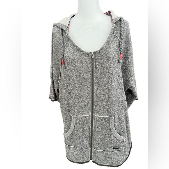 Roxy Full Zip 3/4 Sleeve Hoodie Coverup/ Sweater /Jacket Grey size M/L - Picture 1 of 9